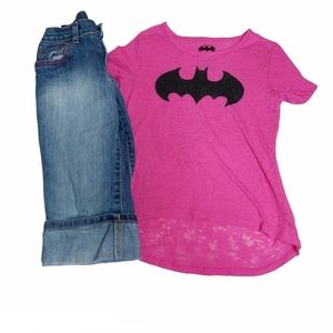 BUNDLE of Girls Capris and Batman Shirt